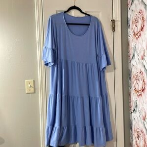 Zenana tiered baby blue 3/4 midi NWT